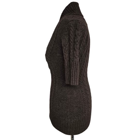 Women's Sarsaparilla Brown Cable Knit Fur Blend Tunic Sweater | Size Medium - Picture 3 of 10